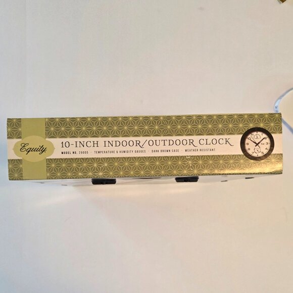 NWT Equity 10-Inch Indoor/Outdoor Wall Clock, Dark Brown, Temperature, Humidity - Picture 3 of 3